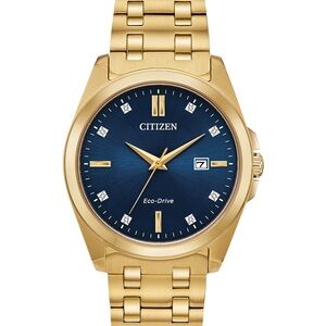 Citizen Eco-Drive Gold Watch with Blue Dial